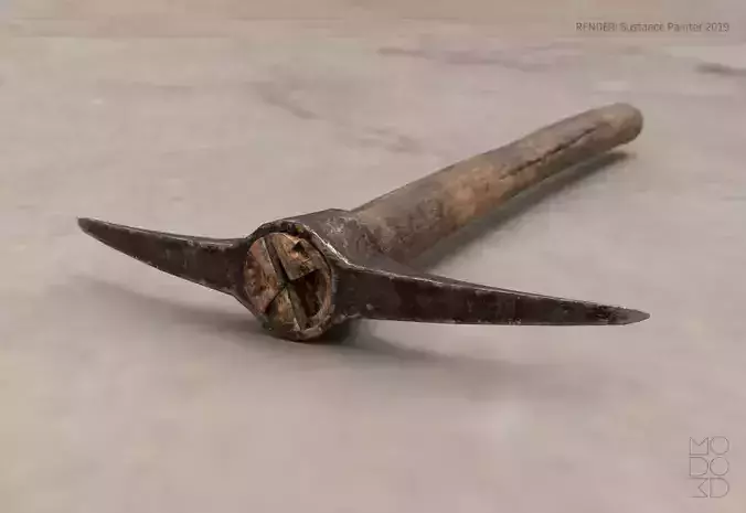 Old Steel Pickaxe 3d Model Low-poly 3D model