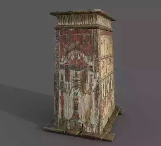  Egyptian Wooden Shabti Box Low-poly 3D model