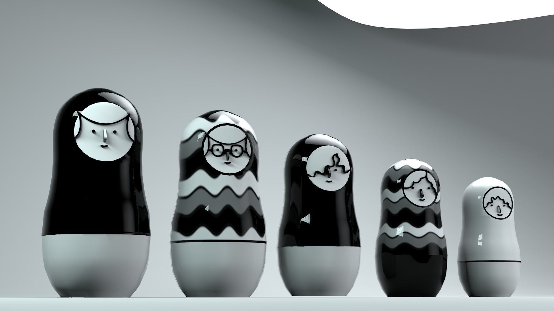Russian doll or Matryoshka Low-poly 3D model_1