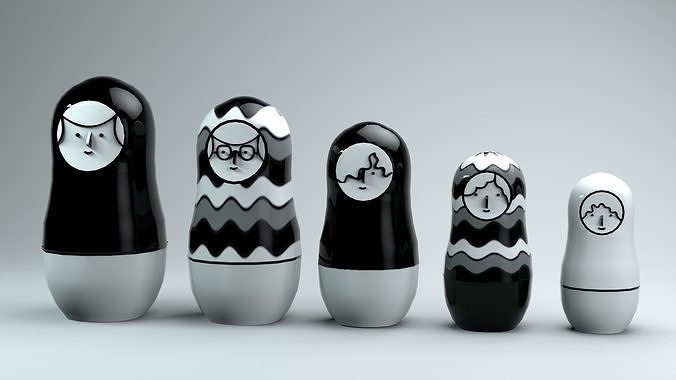 Russian doll or Matryoshka Low-poly 3D model