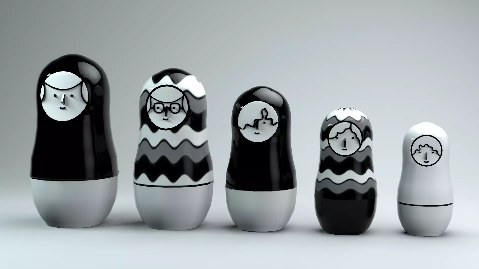 Russian doll or Matryoshka Low-poly 3D model_0