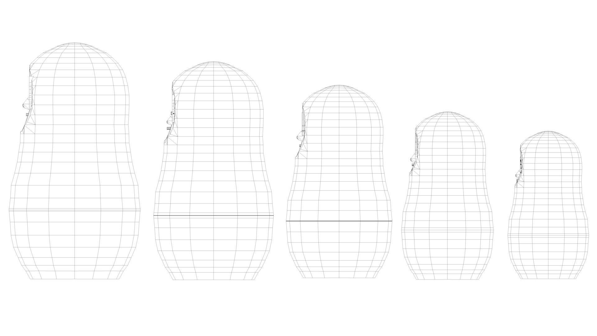 Russian doll or Matryoshka Low-poly 3D model_3