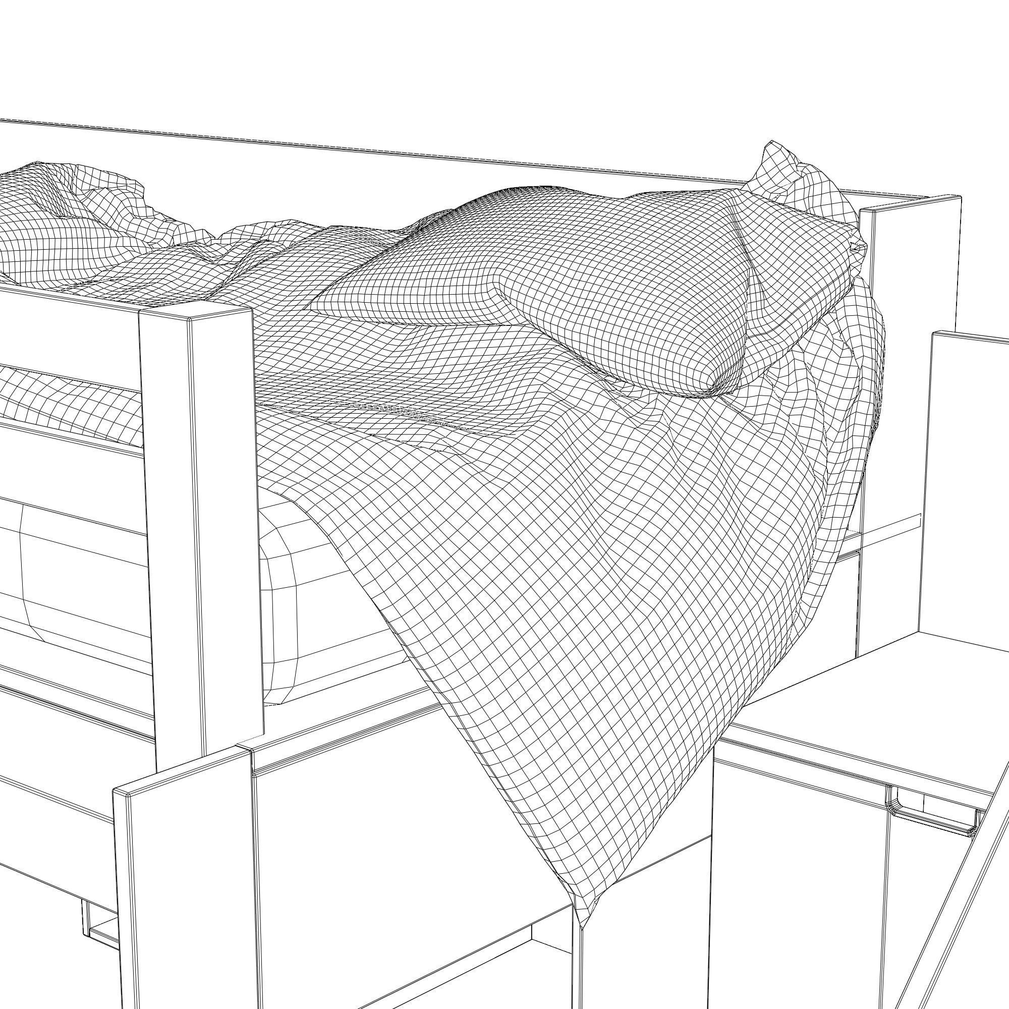 Childrens Bunk Bed Low-poly 3D model_13