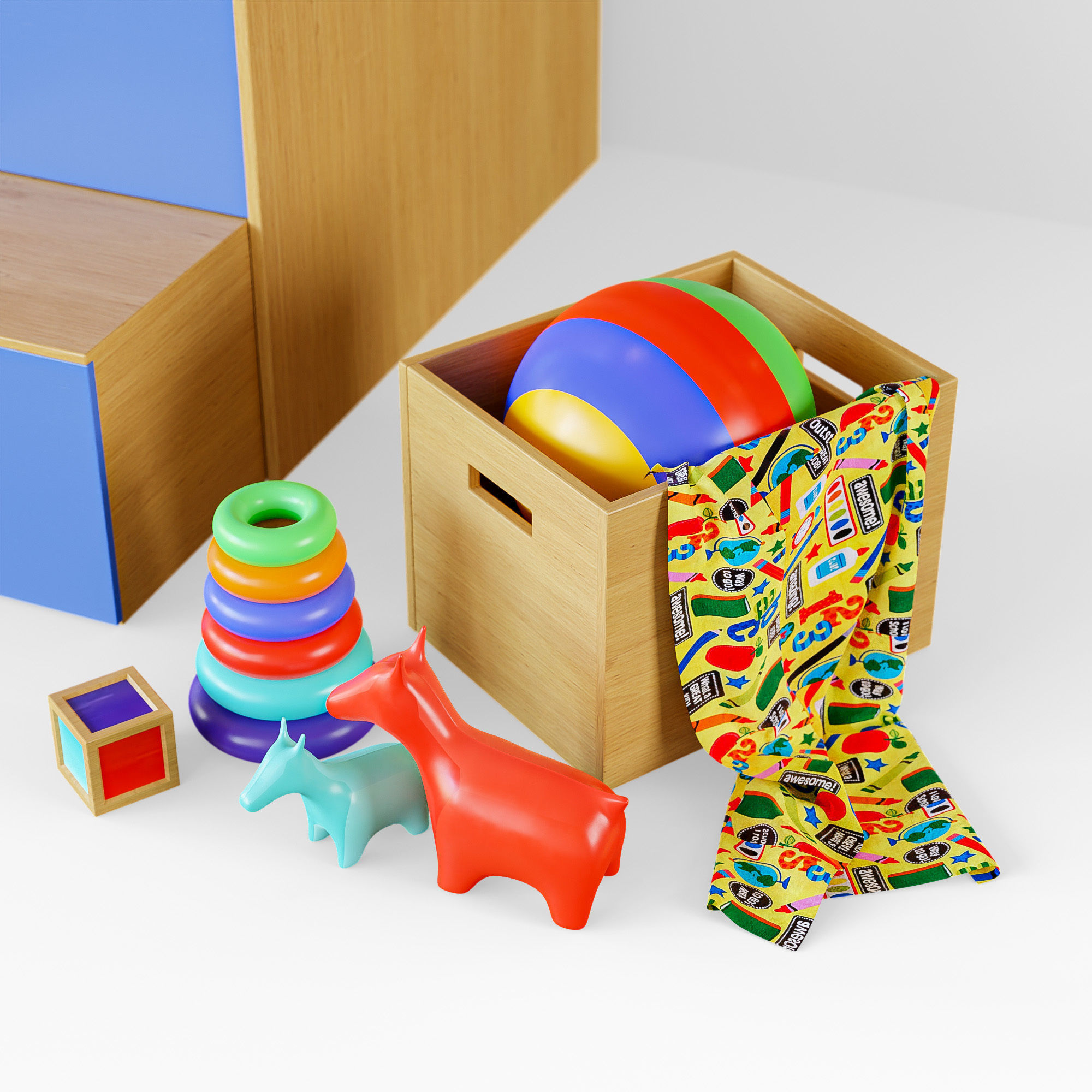 Childrens Bunk Bed Low-poly 3D model_6