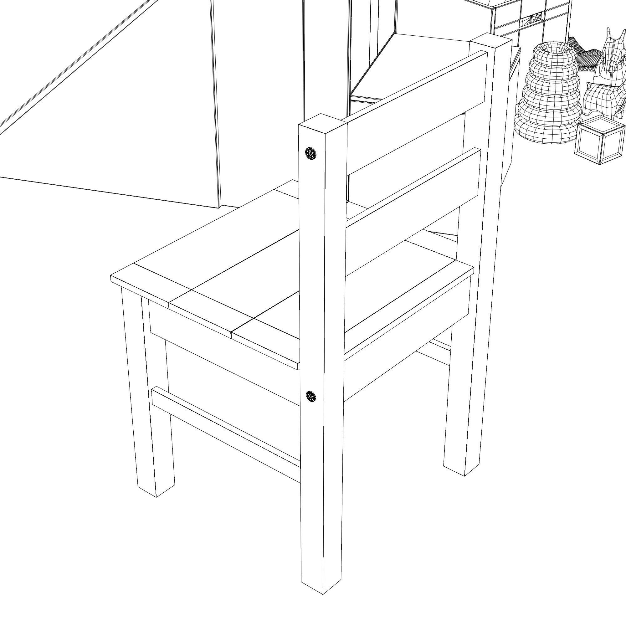 Childrens Bunk Bed Low-poly 3D model_14