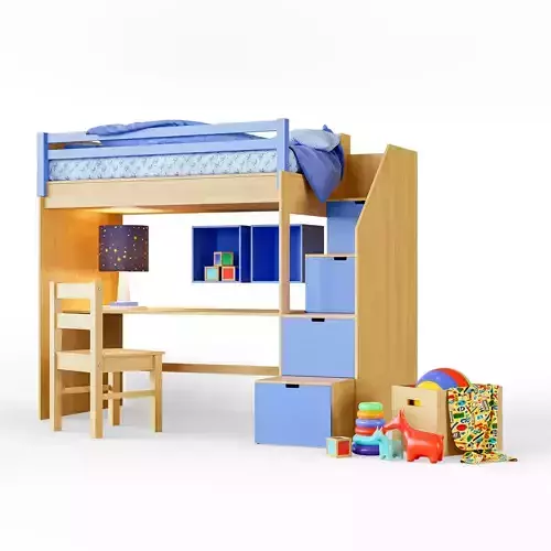 Childrens Bunk Bed Low-poly 3D model