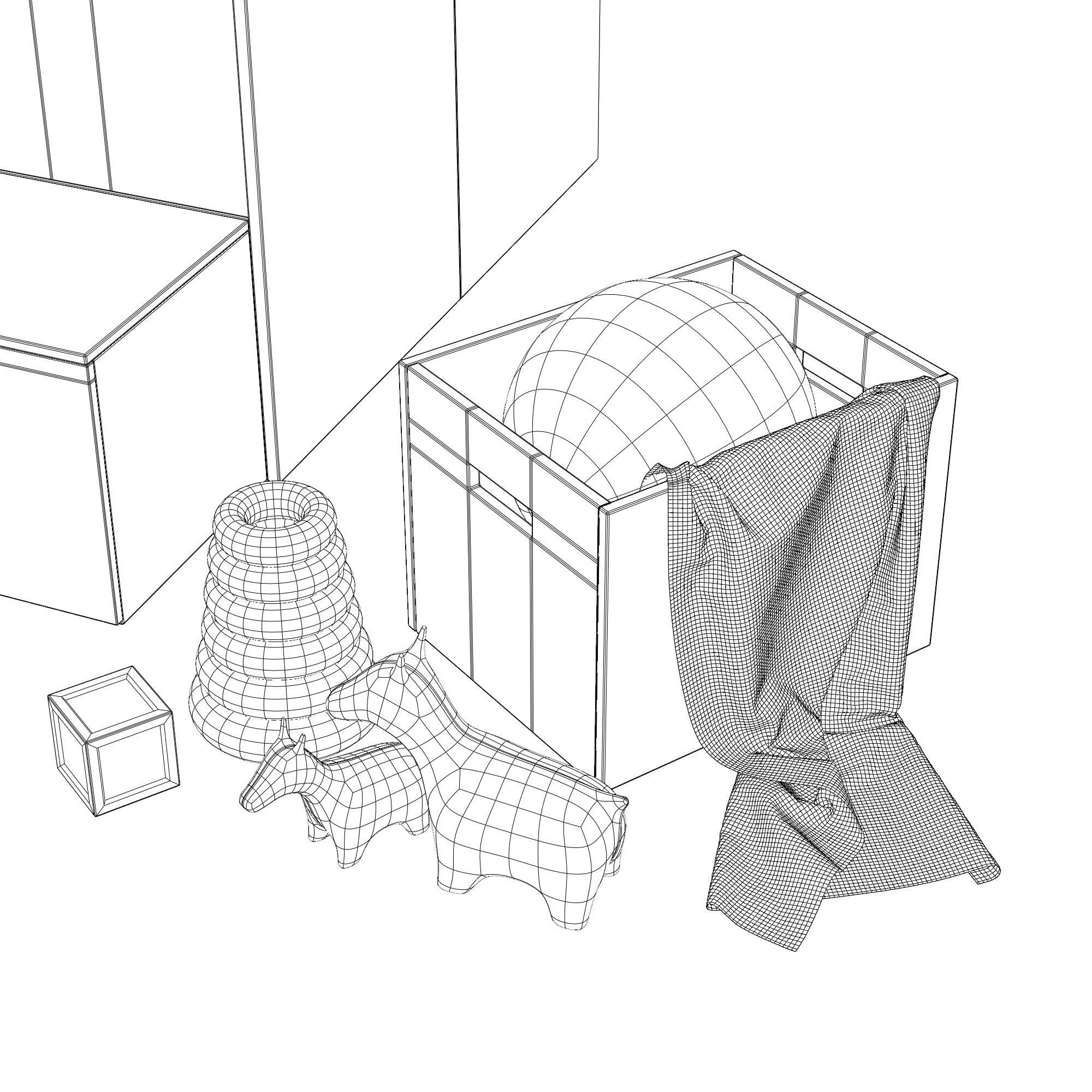 Childrens Bunk Bed Low-poly 3D model_12