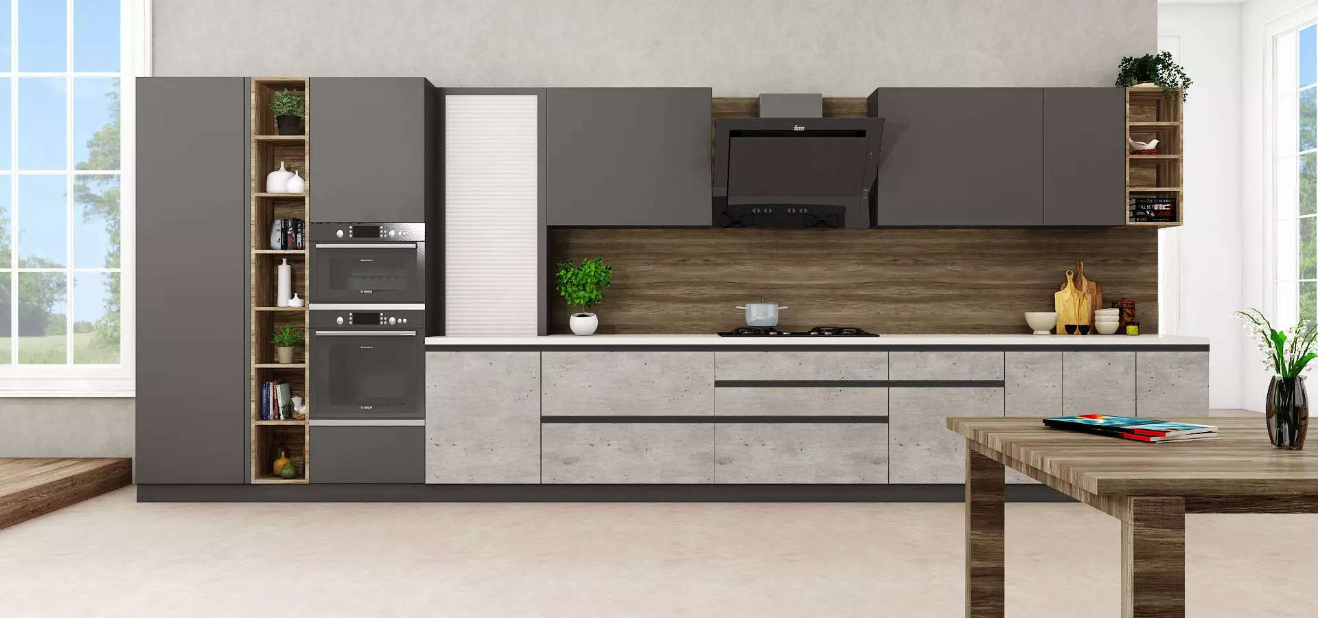 Linear Kithcen Interior  3D model_0