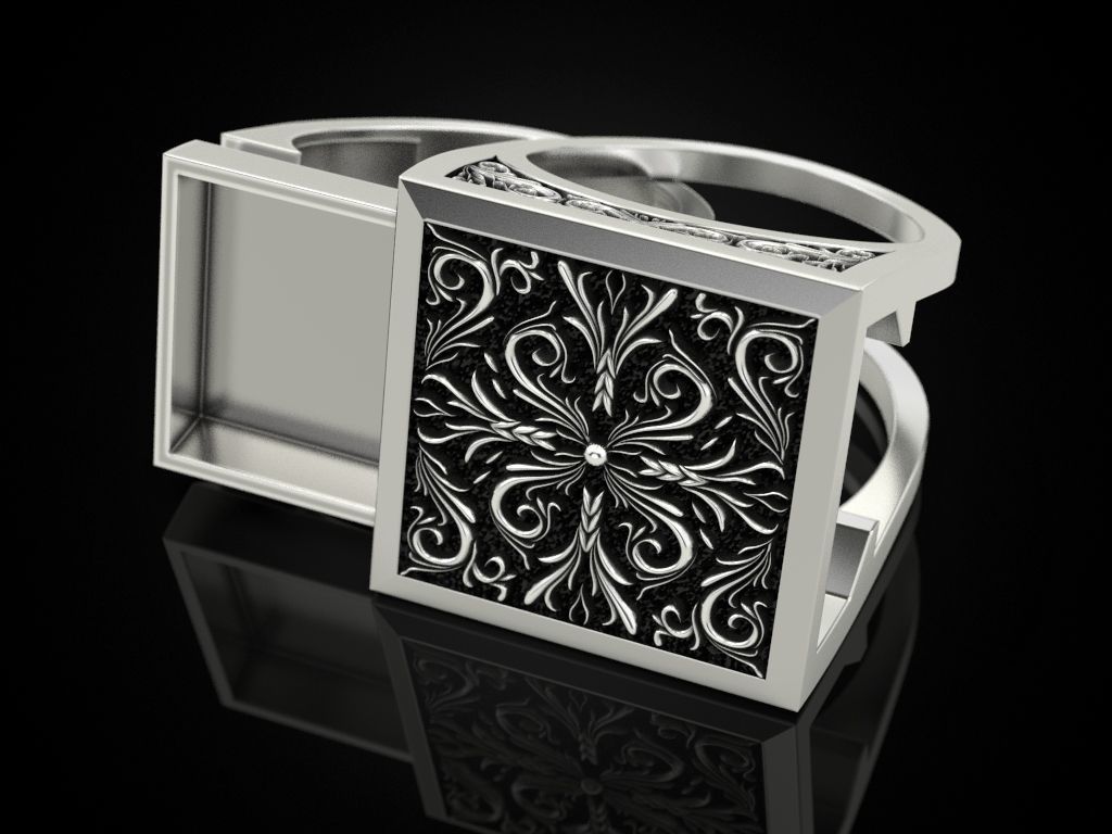 Paterns Secret Compartment ring 3D print model_1