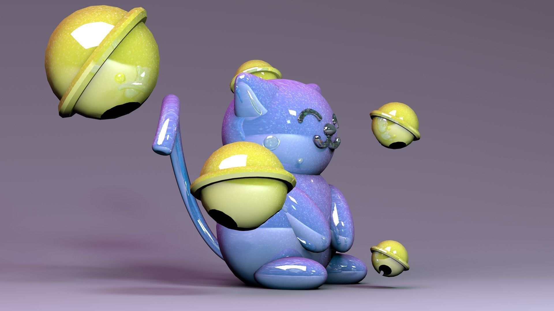 Cosmic Maneki Neko Low-poly 3D model_1