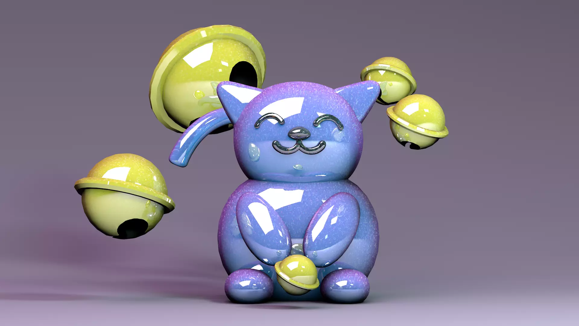 Cosmic Maneki Neko Low-poly 3D model_0