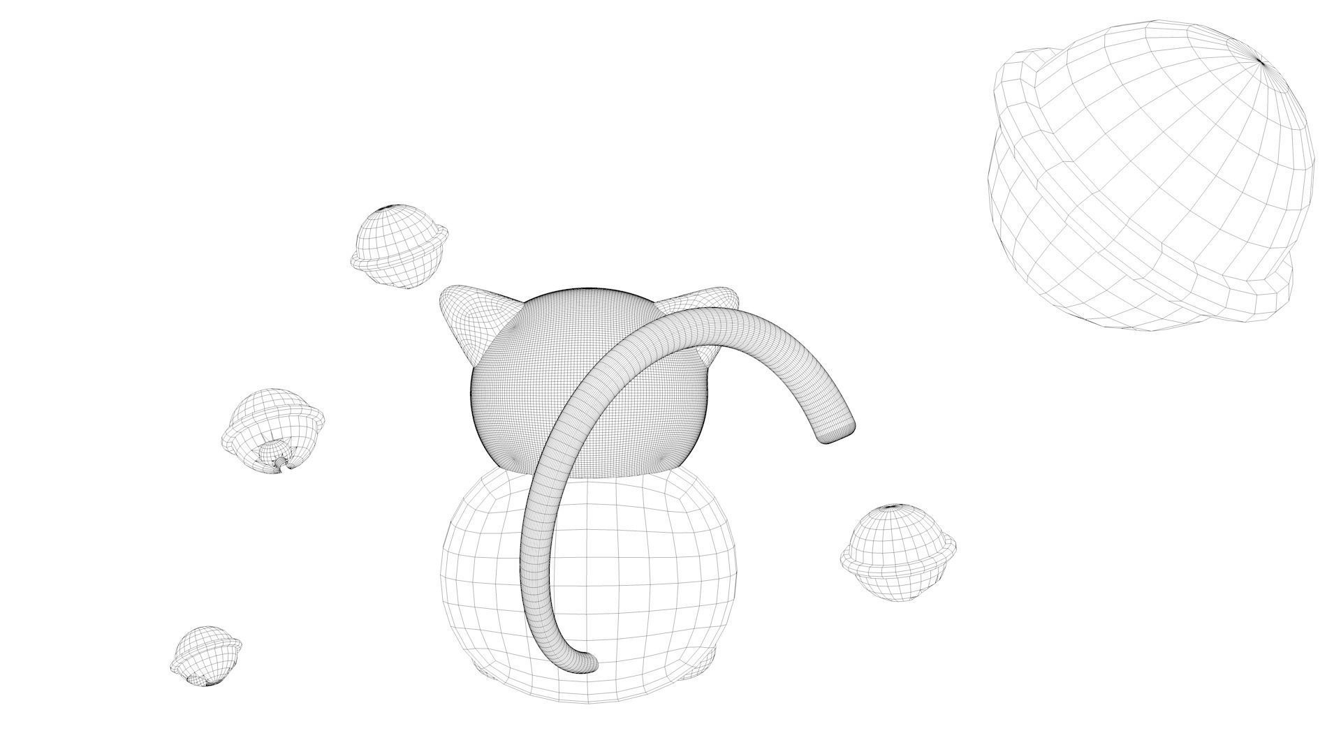 Cosmic Maneki Neko Low-poly 3D model_5