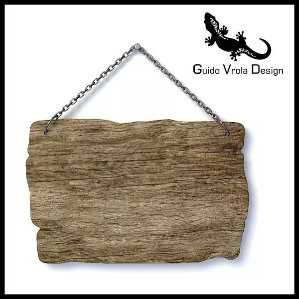 Hanging old wood board 3D model