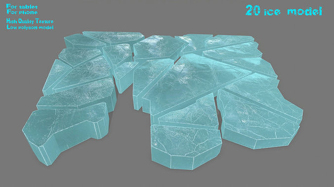 ice set piece of glass Low-poly 3D model