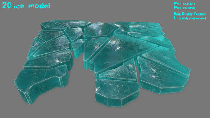 ice set piece of turquoise glass Low-poly 3D model