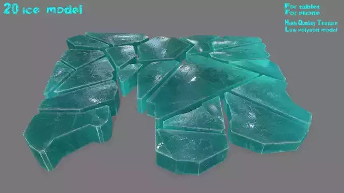 ice set piece of turquoise glass