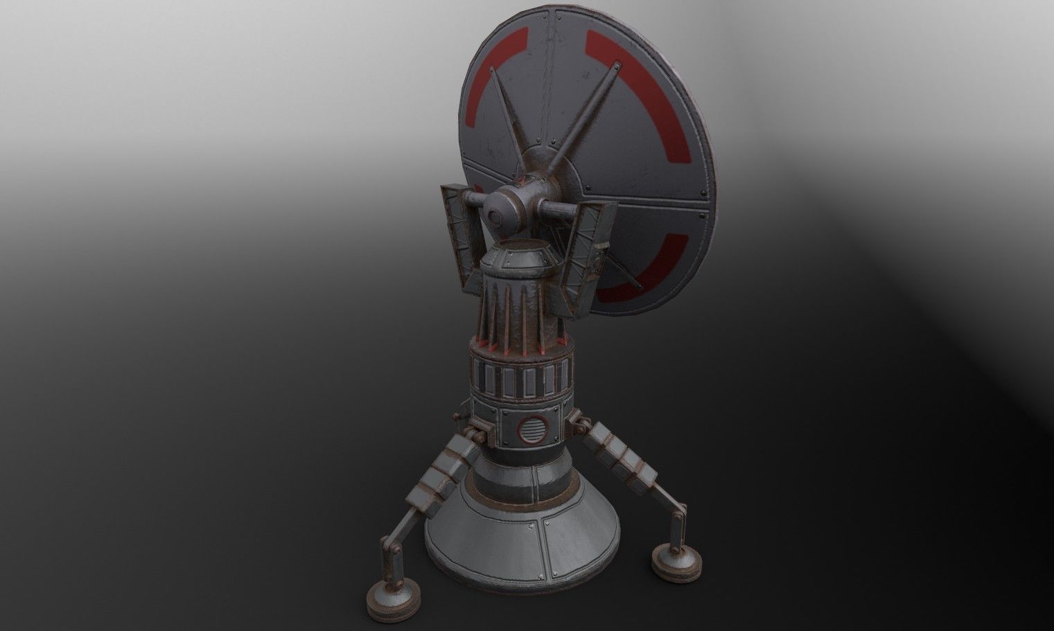 Sci-fi satelite Low-poly 3D model_3