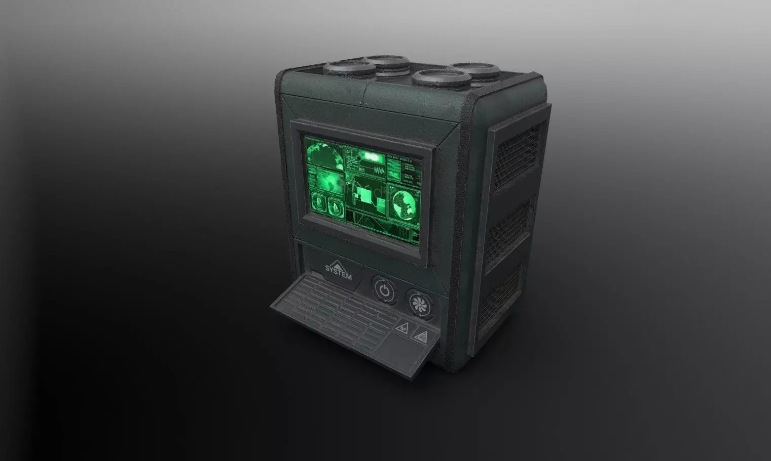 Sci-fi satelite Low-poly 3D model_0