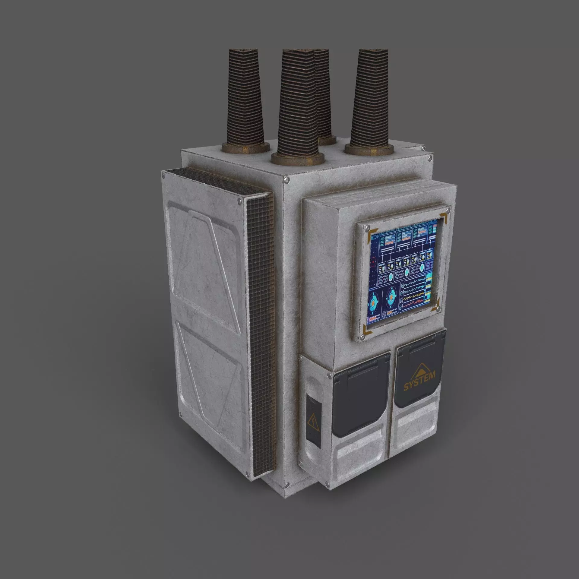 Sci-fi electricity transformator Low-poly 3D model_0