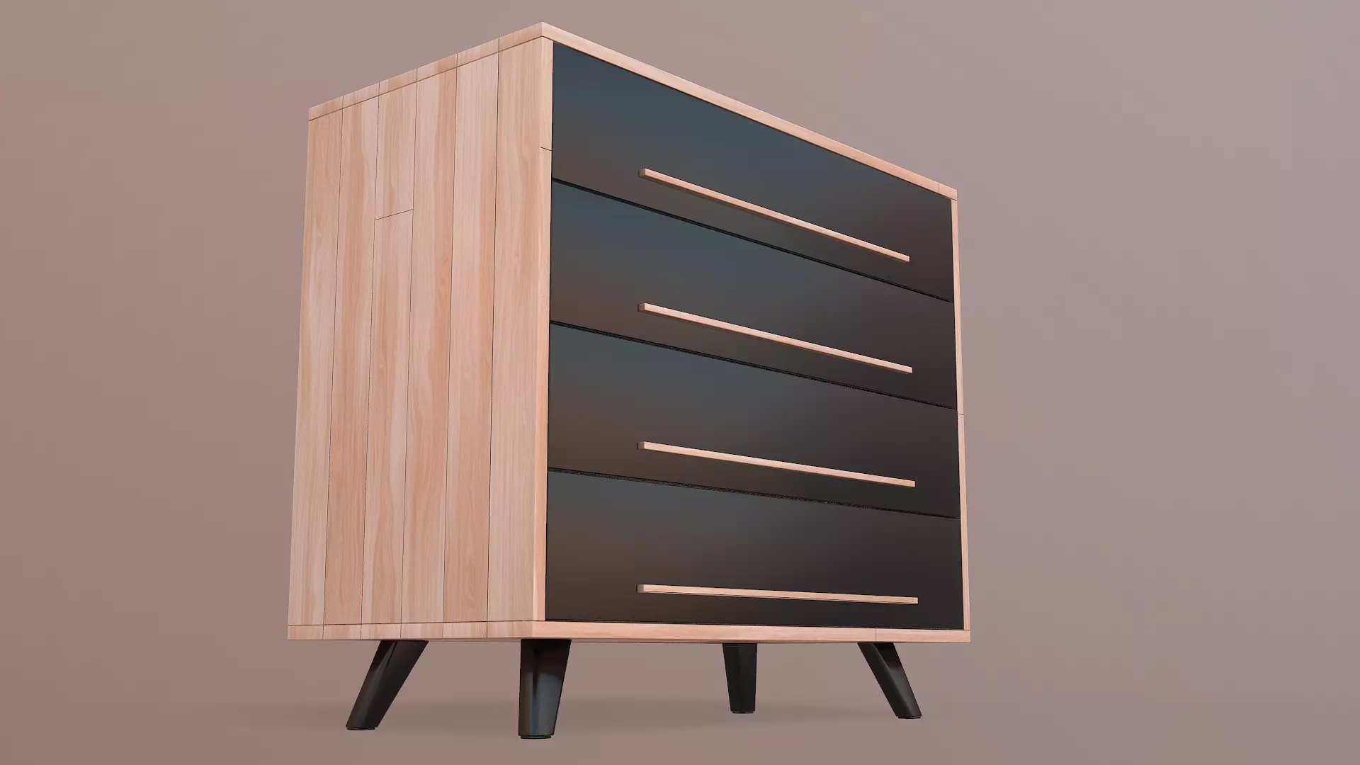 Wooden Modern Floor Dresser Low-poly 3D model