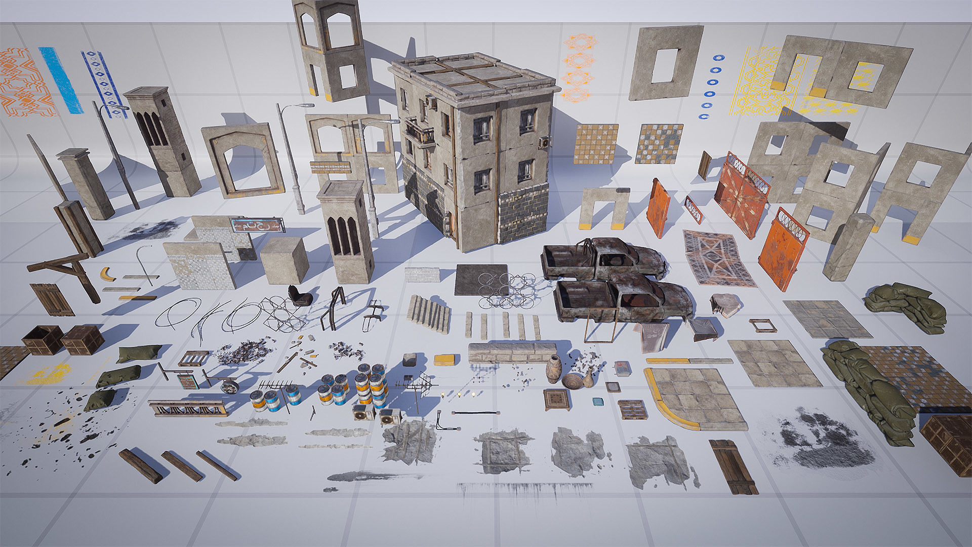 Military Battlefield Kit And Middle East Set Low-poly 3D model_6