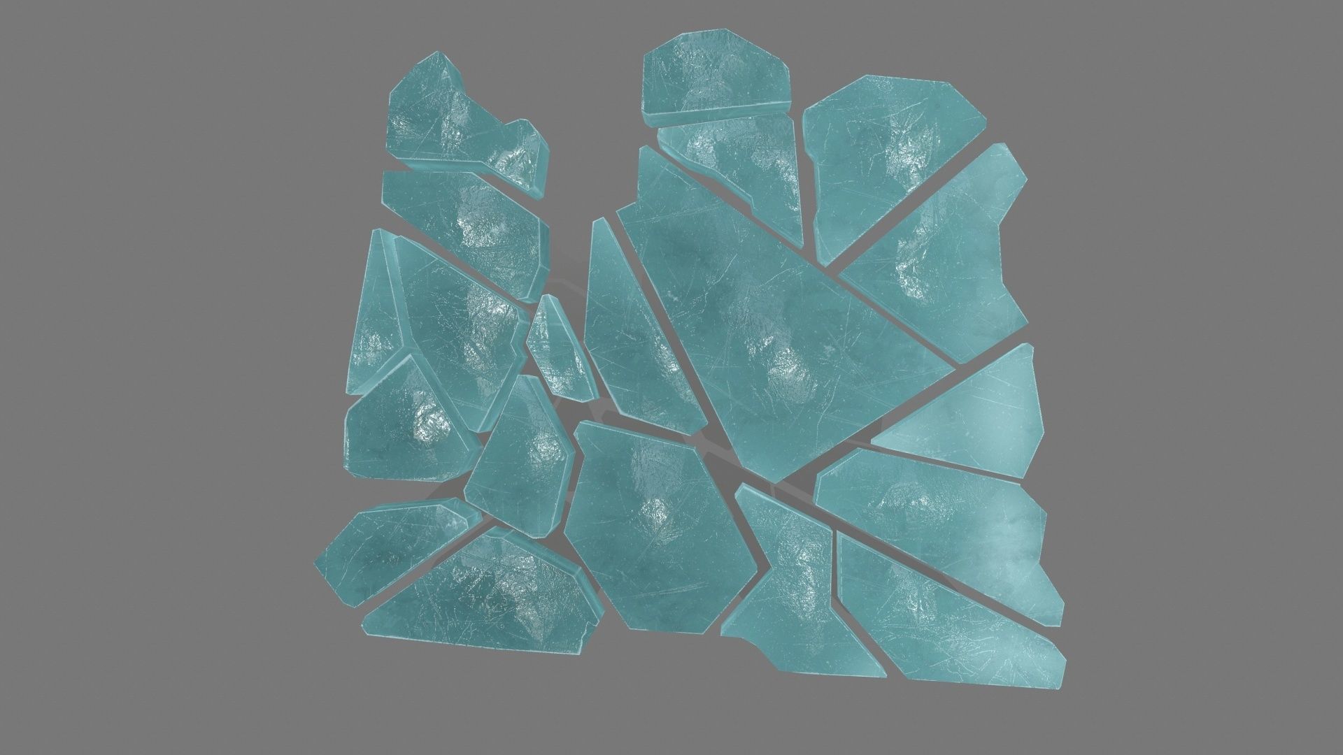 ice set pieces of glass Low-poly 3D model_10