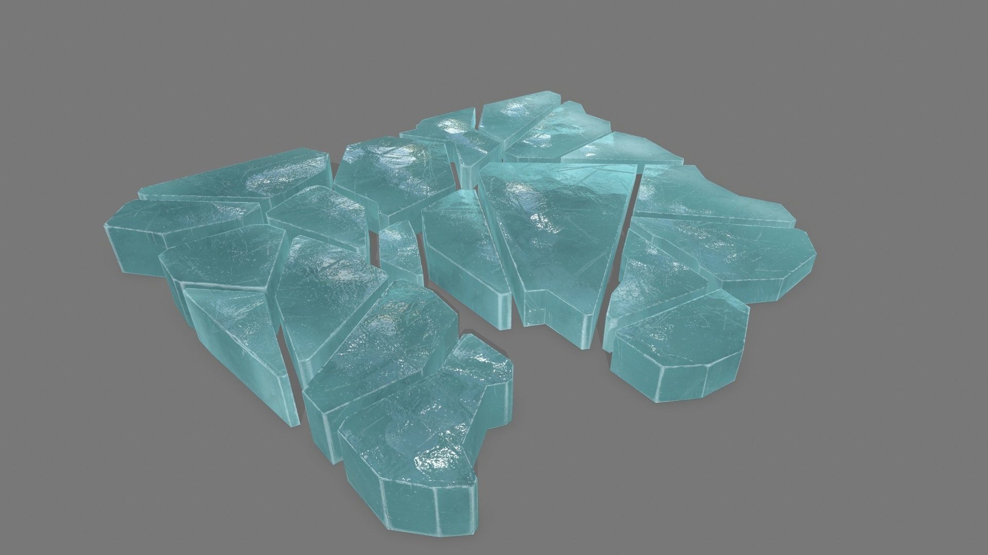 ice set pieces of glass Low-poly 3D model_2