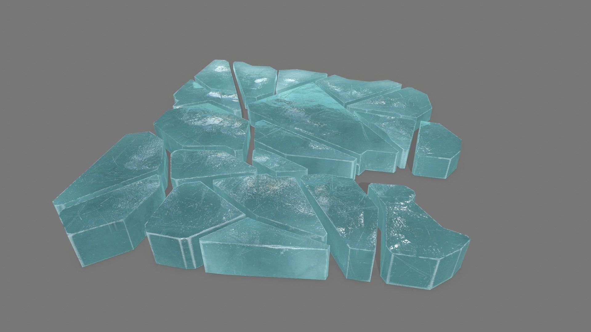 ice set pieces of glass Low-poly 3D model_3