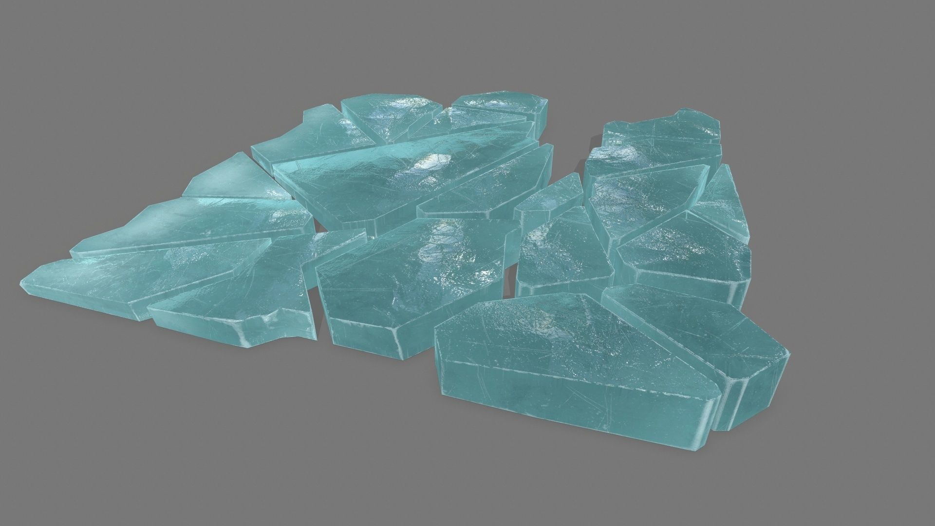 ice set pieces of glass Low-poly 3D model_5