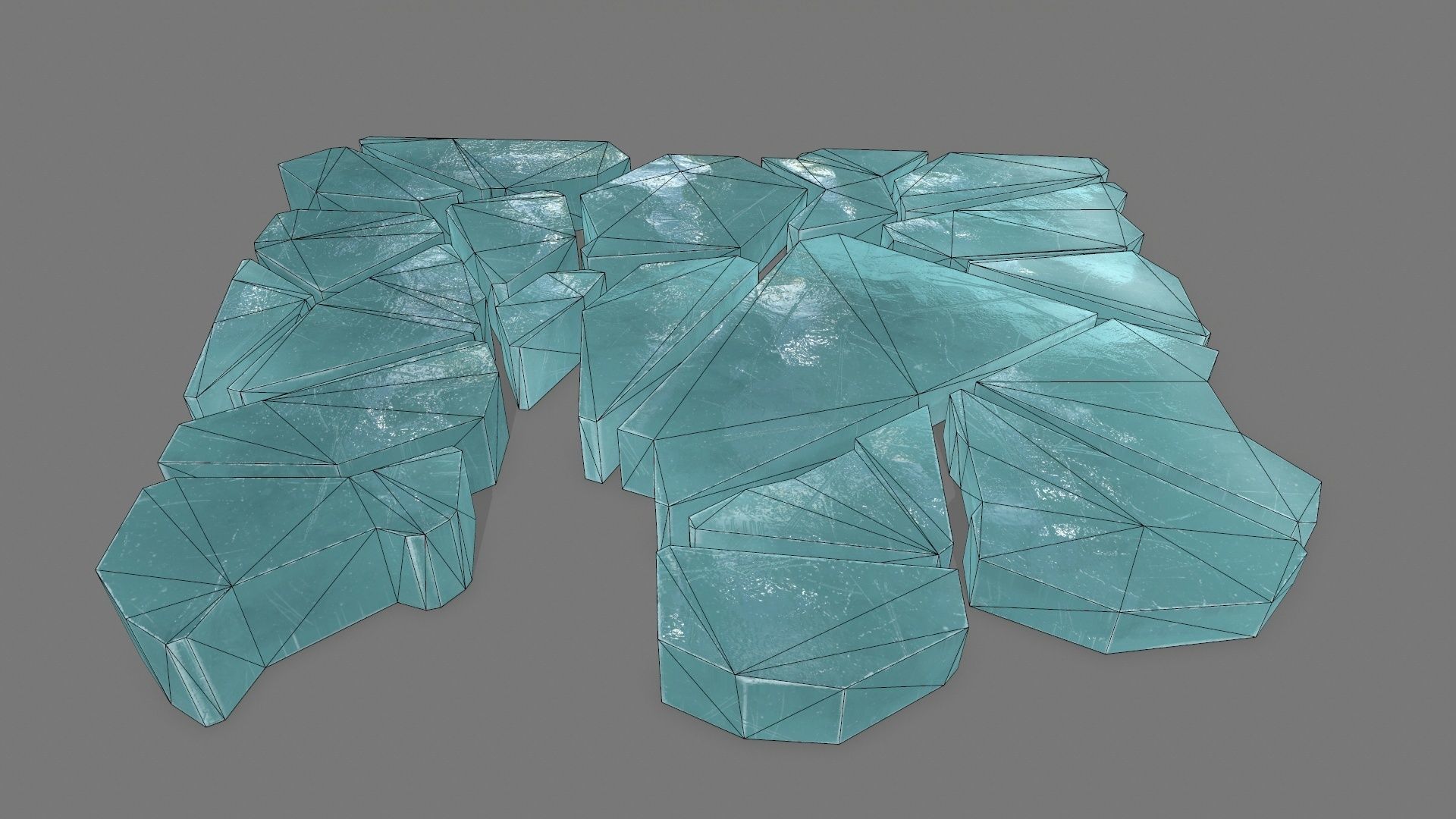ice set pieces of glass Low-poly 3D model_1