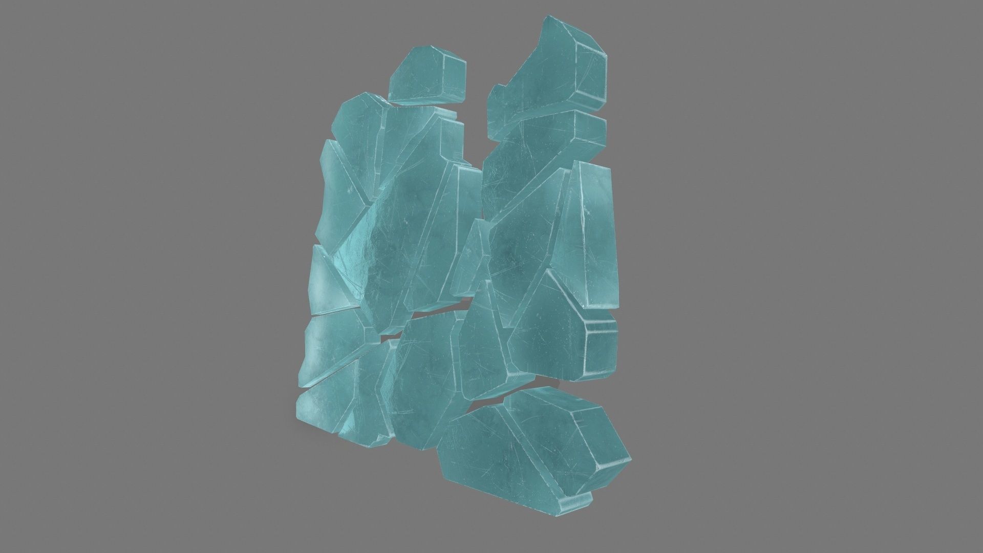 ice set pieces of glass Low-poly 3D model_14