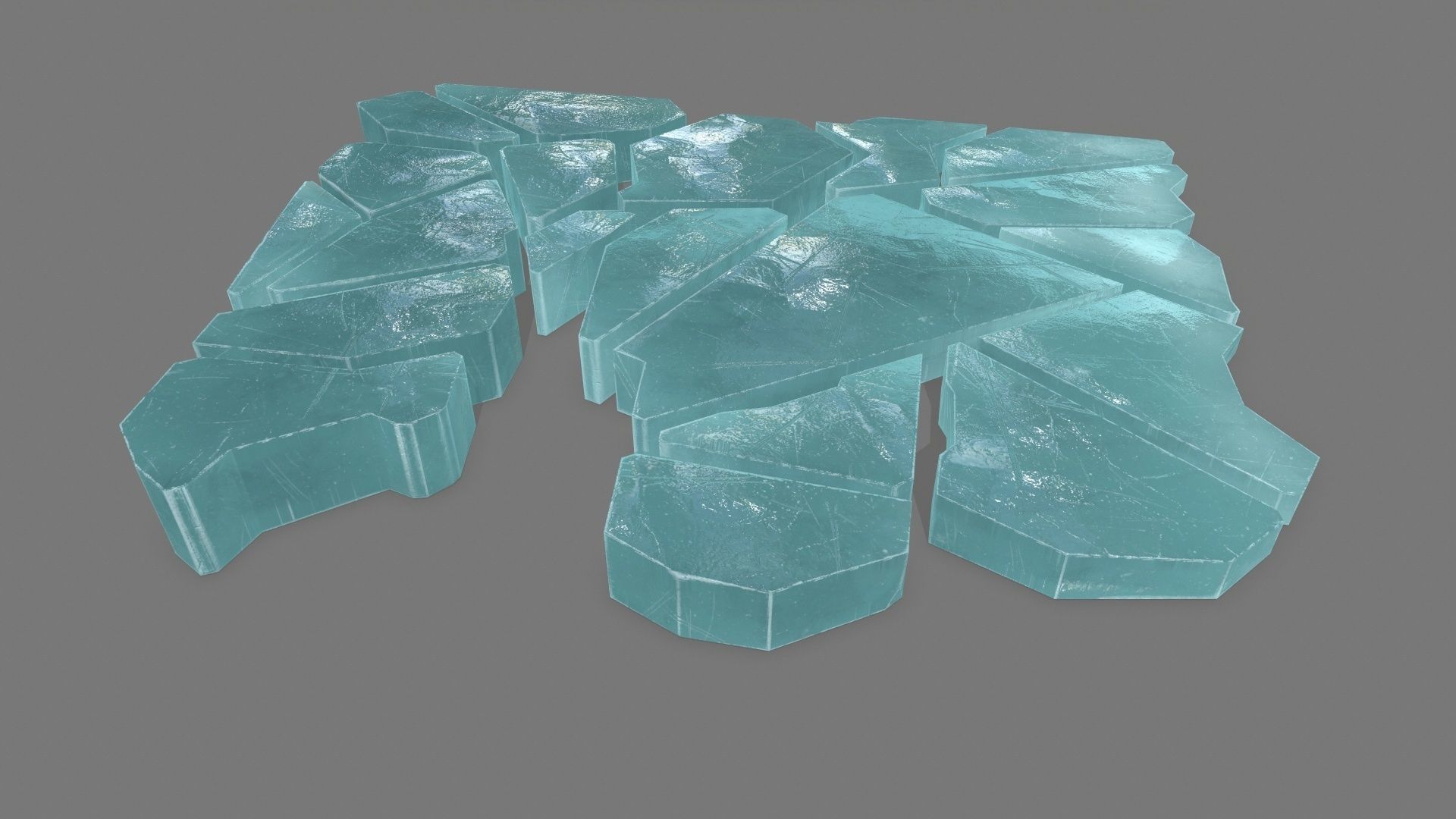 ice set pieces of glass Low-poly 3D model_9