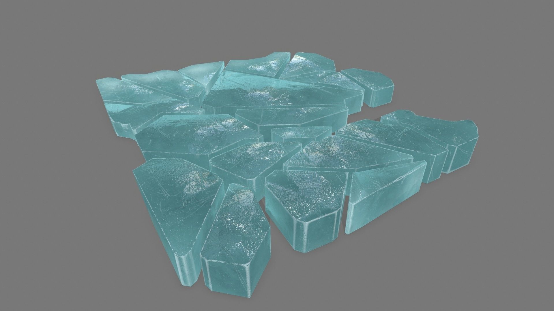 ice set pieces of glass Low-poly 3D model_4