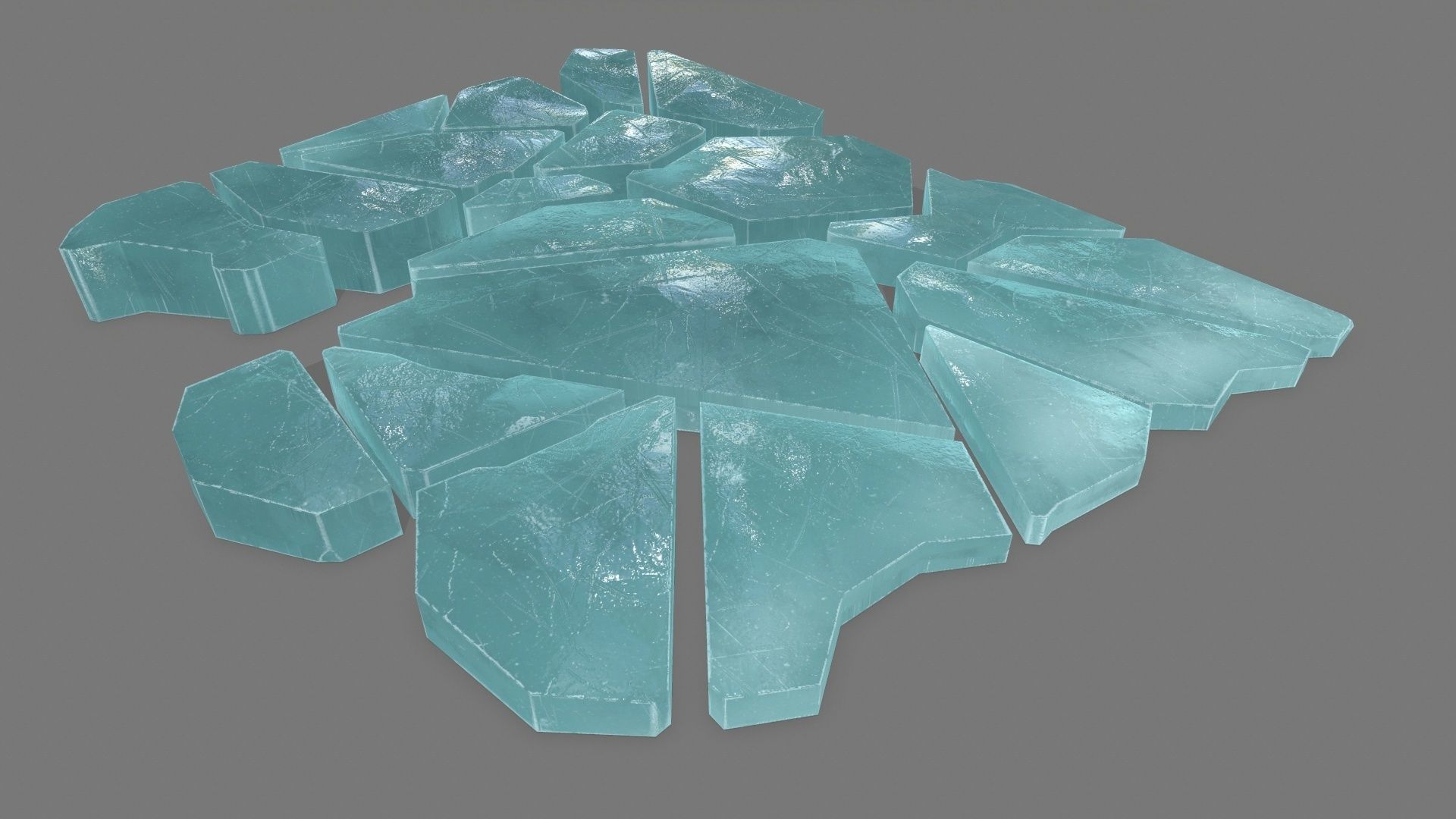 ice set pieces of glass Low-poly 3D model_8