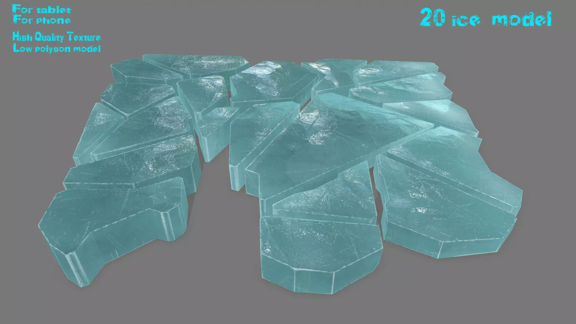 ice set pieces of glass Low-poly 3D model_0
