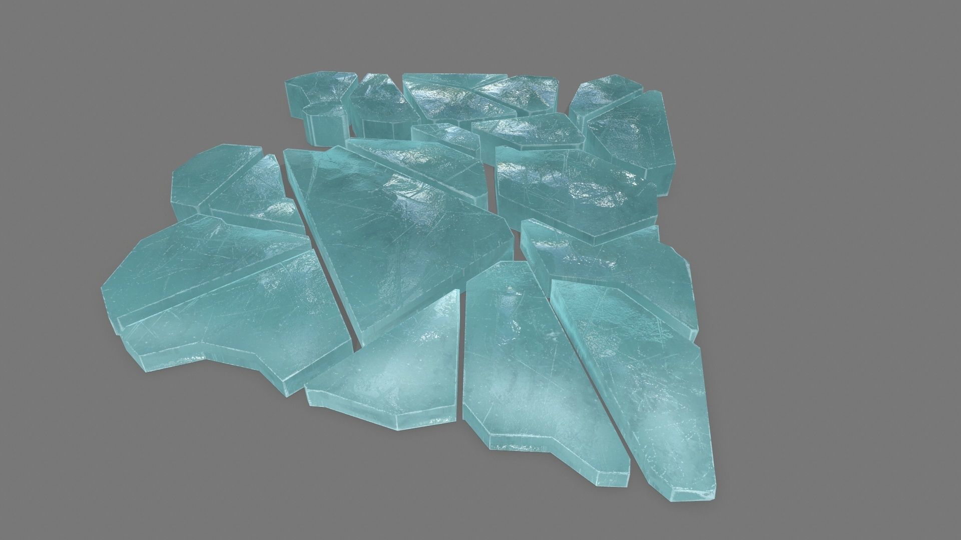 ice set pieces of glass Low-poly 3D model_7