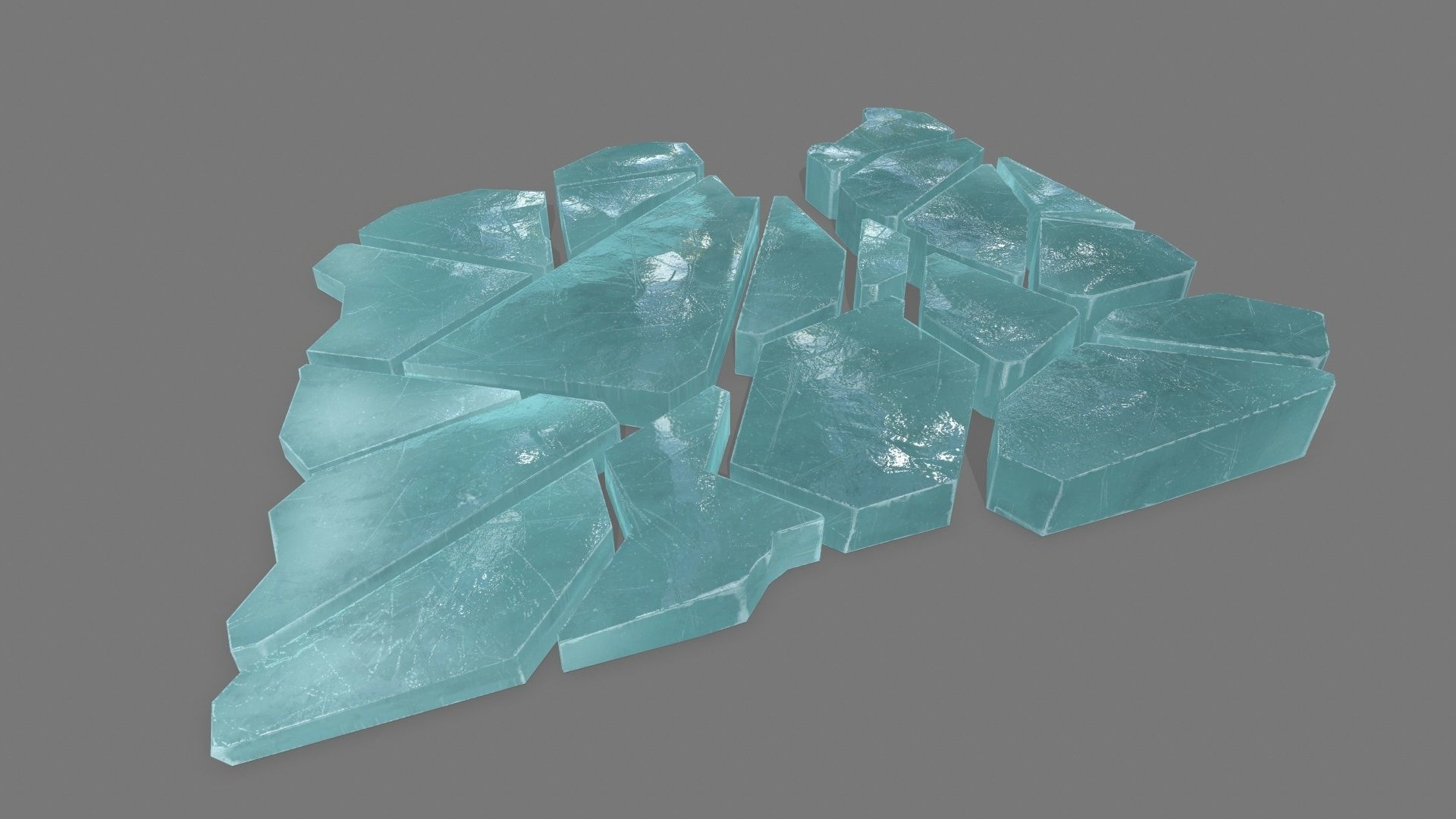 ice set pieces of glass Low-poly 3D model_6