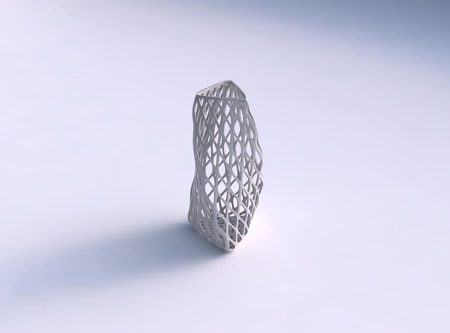 Vase twist triangle with diagonal grid lattice 3D print model