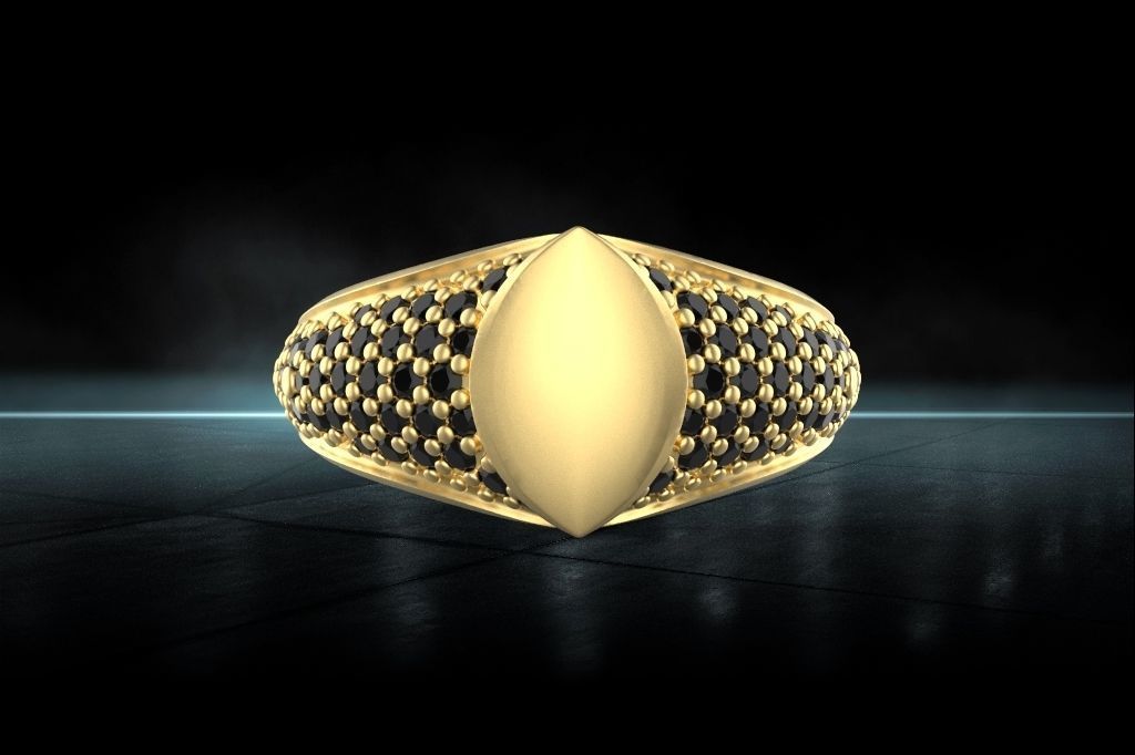 Signet man ring 3D print model_6