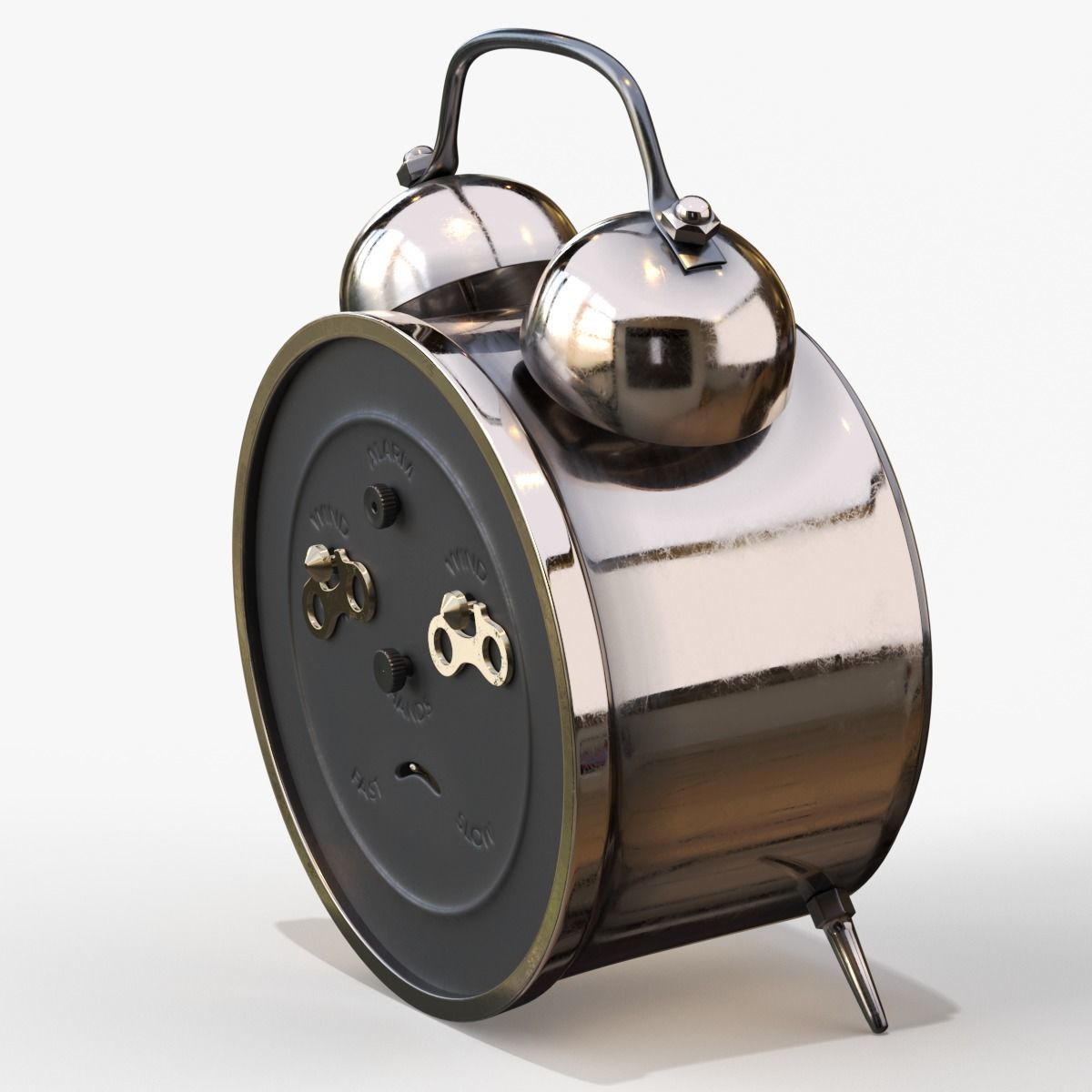 Old Alarm Clock 3D model Low-poly 3D model_43