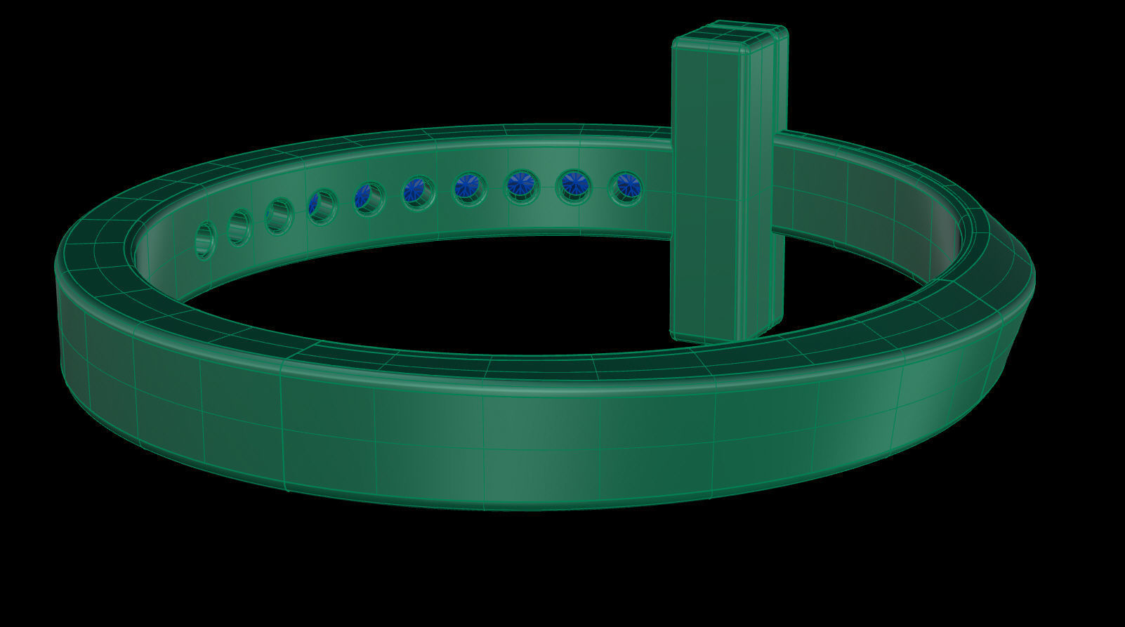 T1 Narrow Diamond Ring 3D print model_11