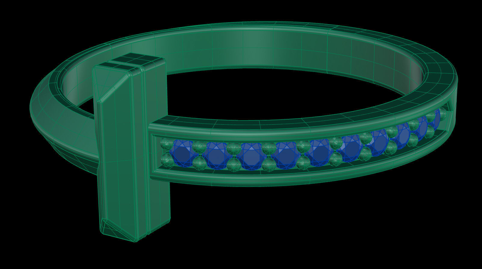 T1 Narrow Diamond Ring 3D print model_10