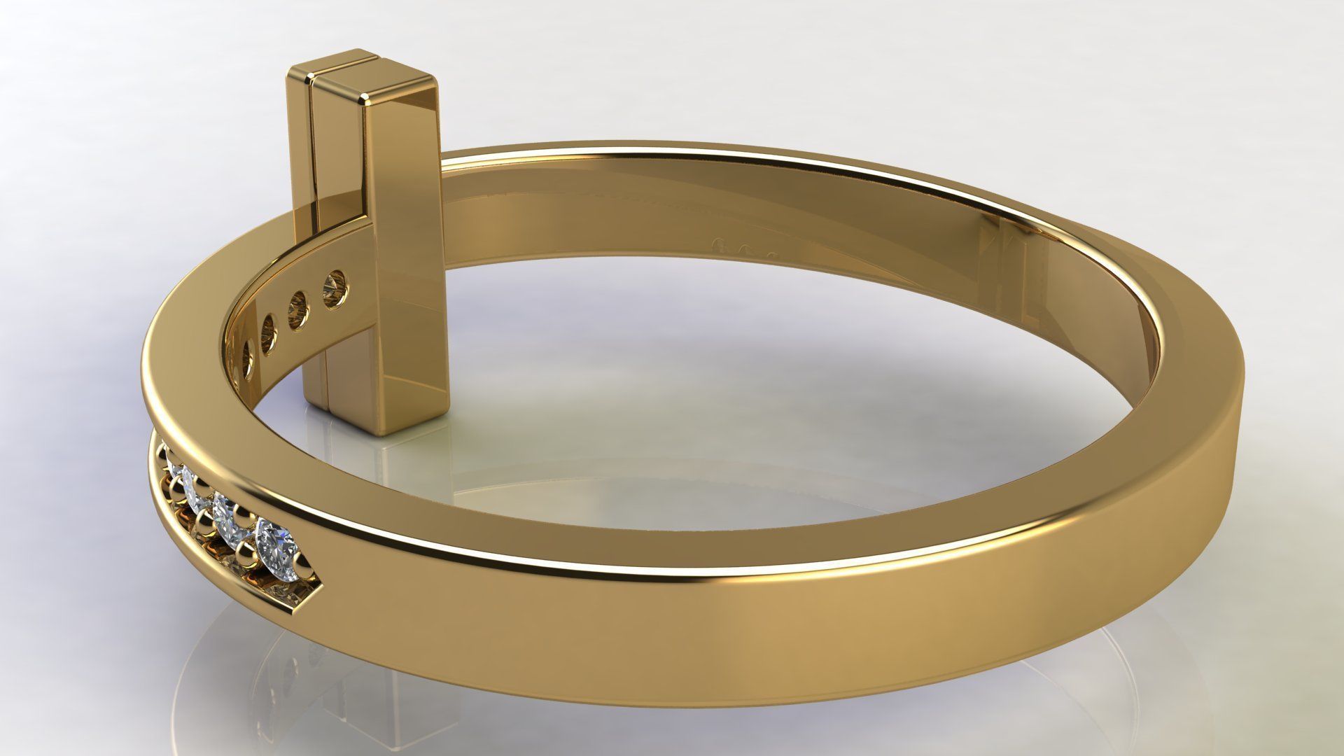 T1 Narrow Diamond Ring 3D print model_3