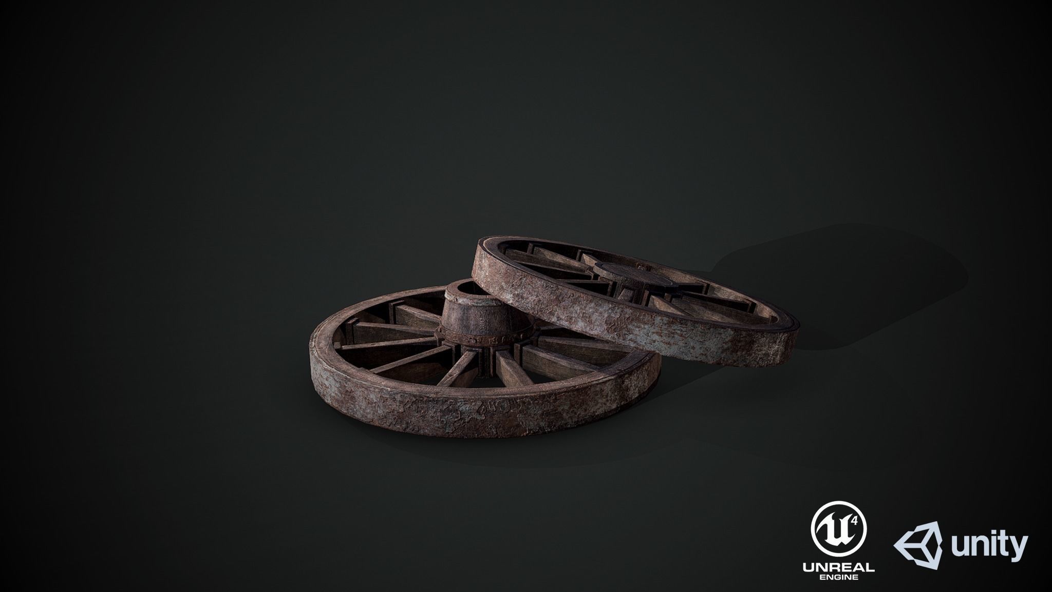 Medieval Wooden Cart Low-poly 3D model_5