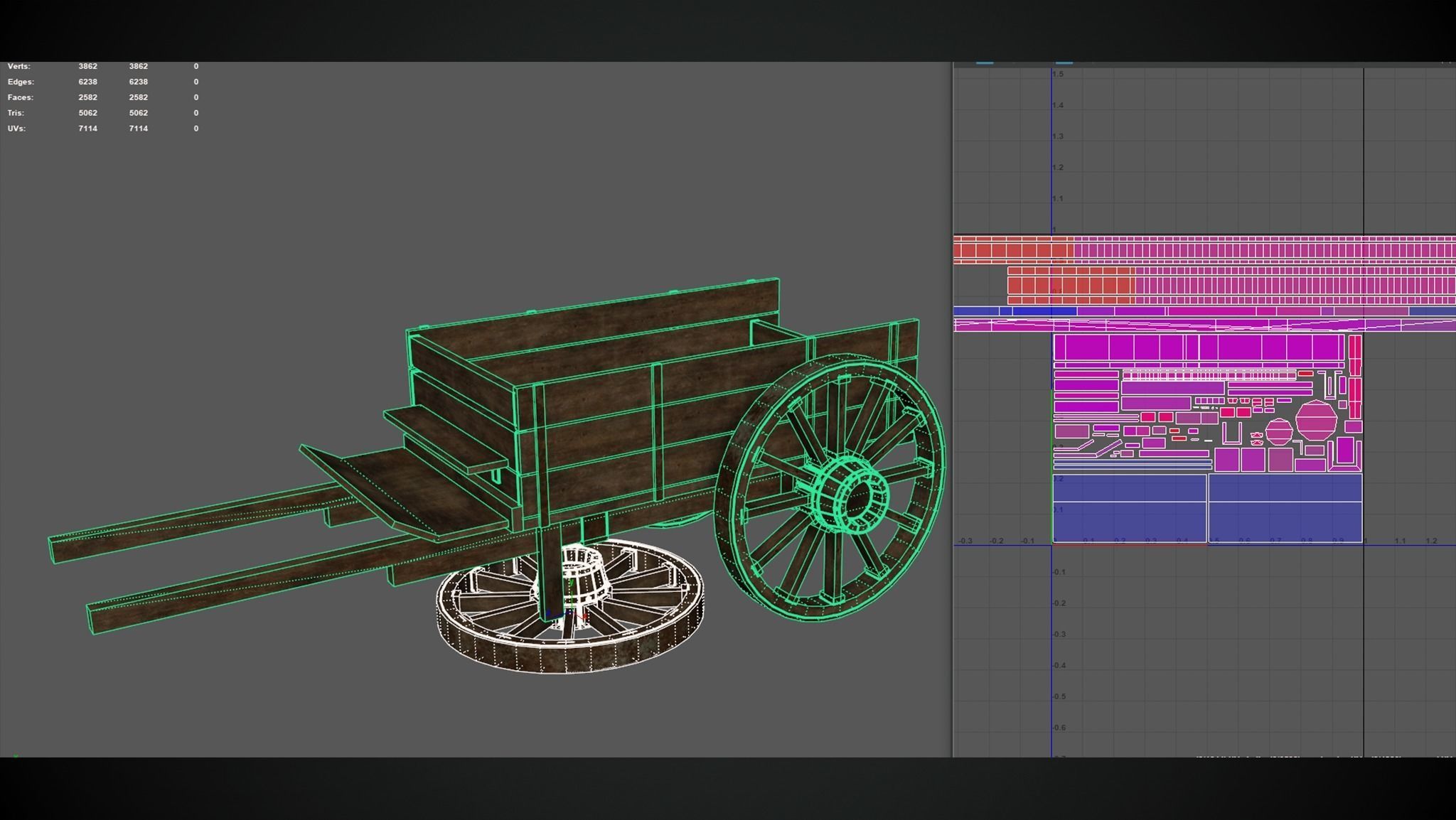 Medieval Wooden Cart Low-poly 3D model_12