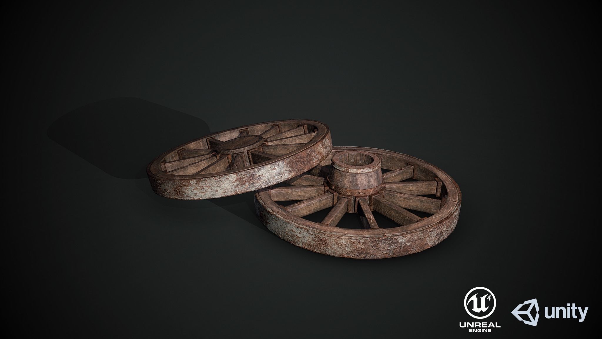 Medieval Wooden Cart Low-poly 3D model_4