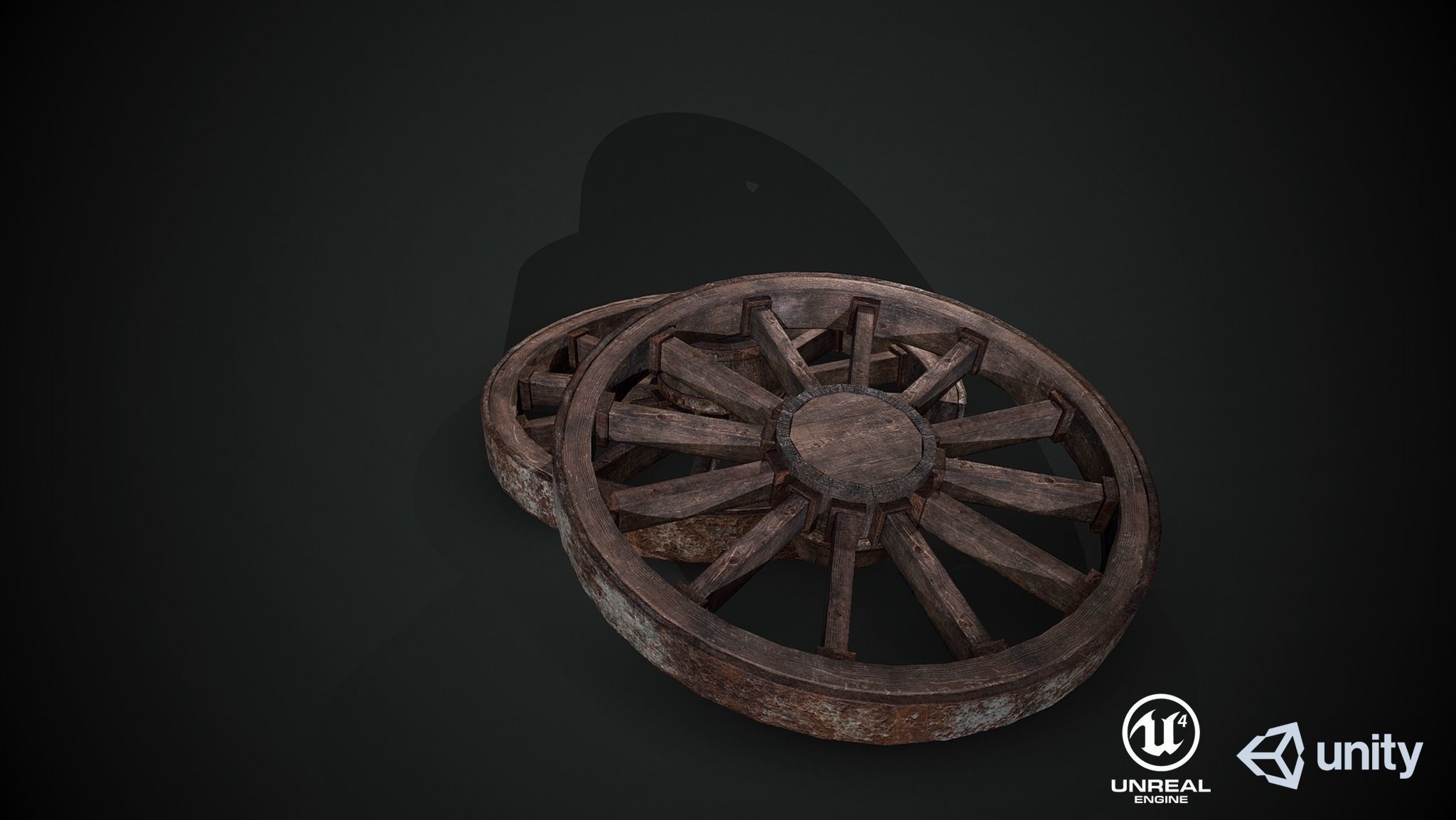 Medieval Wooden Cart Low-poly 3D model_6