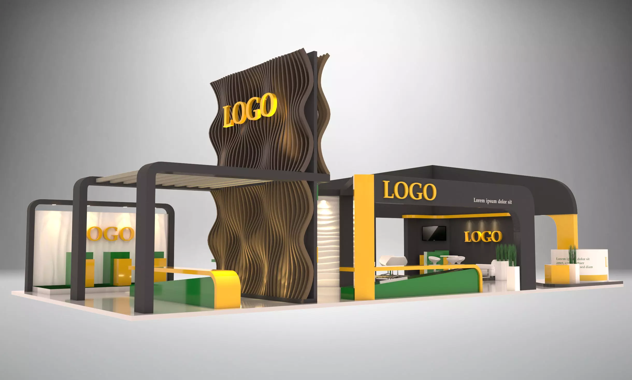 EXHIBITION-Booth-18x9 trade show booth with accents 3D model