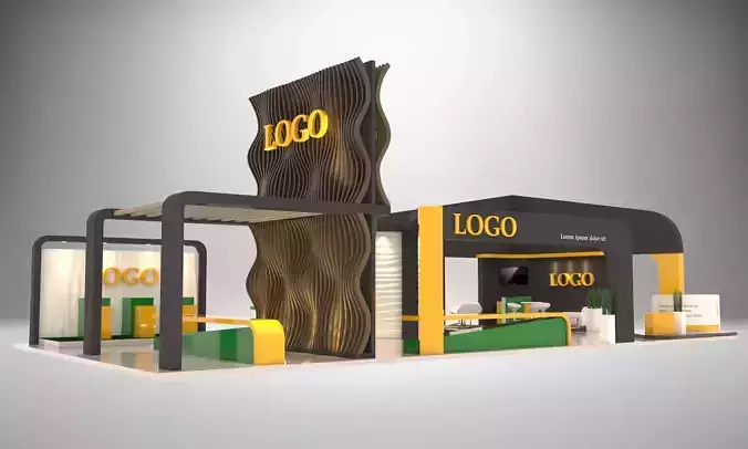 EXHIBITION-Booth-18x9 trade show booth with accents