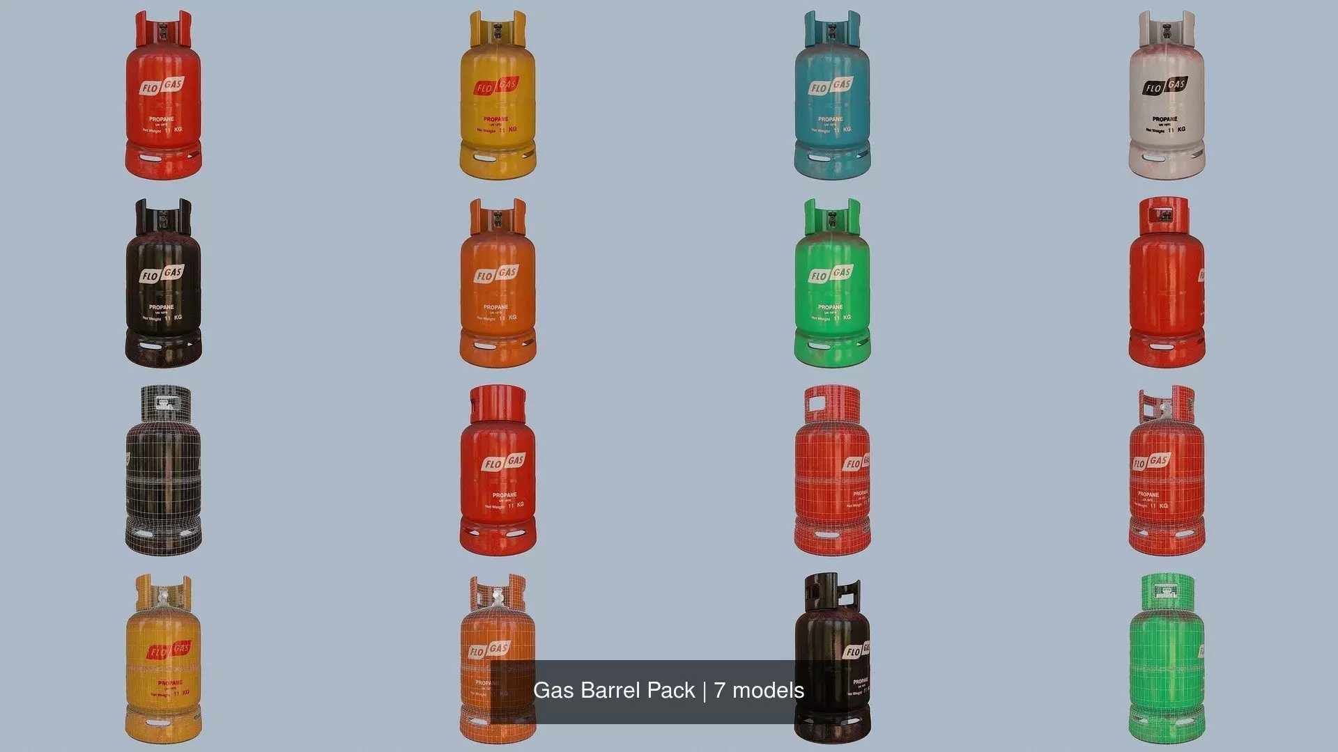 Gas Barrel Pack 3D Model Collection_0